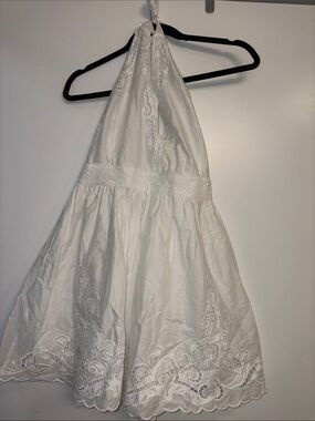 Zara White Halter Lace Trim Sundress